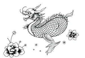 dragon koi in pond tattoo idea