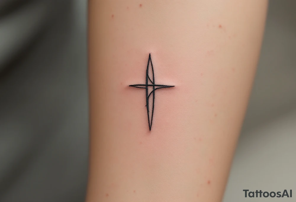 The sharp symbol for rune of love carved with sharp, clean lines, appearing etched into stone. tattoo idea