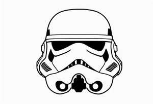 Line work storm trooper helmet facing left tattoo idea