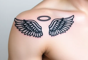 Angel wings with halo tattoo idea