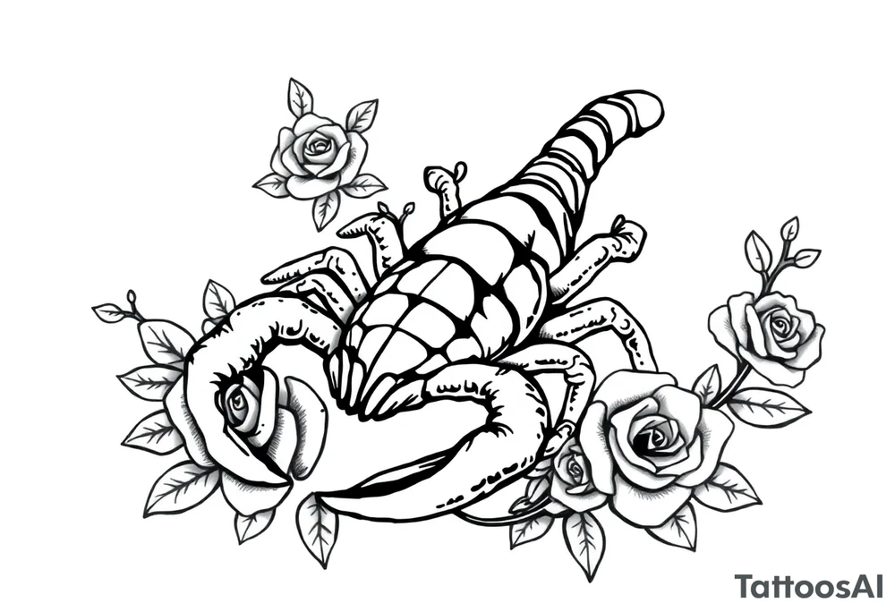 Scorpion with roses tattoo idea