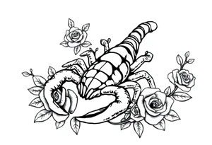 Scorpion with roses tattoo idea