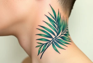 large palm leaves twisted side neck tattoo tattoo idea