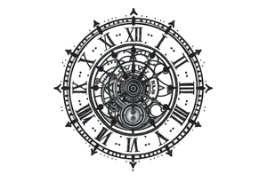 vintage roman numerals within ornate clockwork mechanism tattoo idea