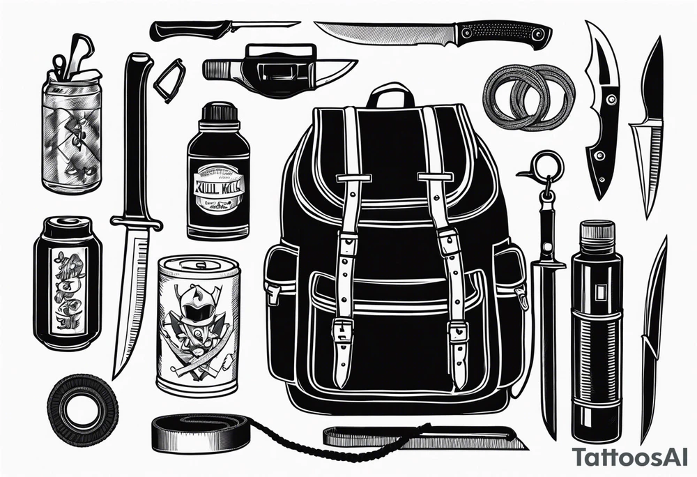 murderers kill kit open backpack knife rope duct tape tattoo idea