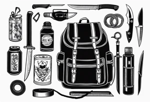 murderers kill kit open backpack knife rope duct tape tattoo idea