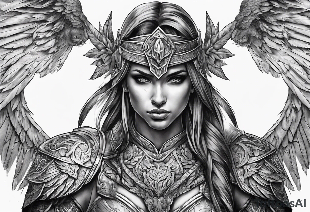 Arch angel warrior with shadow face tattoo idea