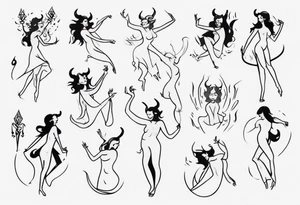 female dancing with the devil delicate tattoo idea