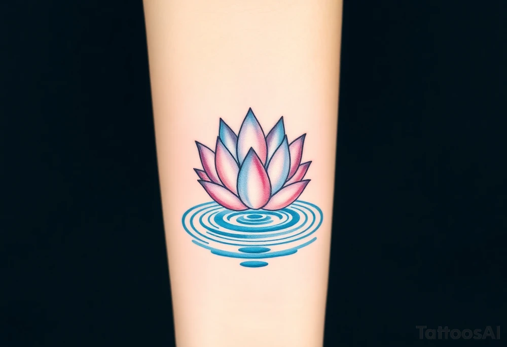 serene lotus flower emerging from sacred waters with ripples tattoo idea