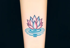 serene lotus flower emerging from sacred waters with ripples tattoo idea