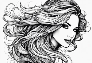 Wildly flowing mermaid hair tattoo idea