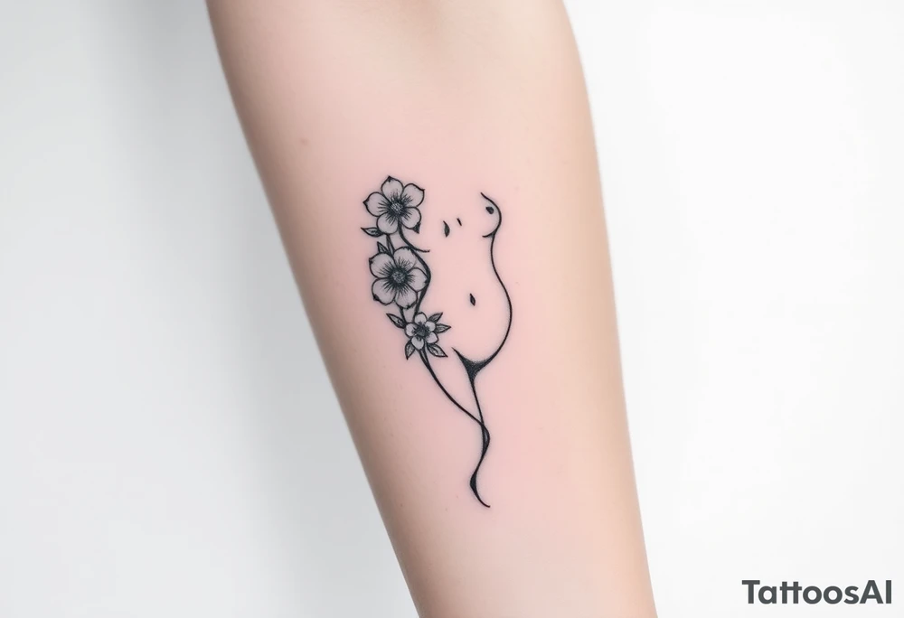 a creepy tattoo of a girls body but with flowers to represent growth tattoo idea