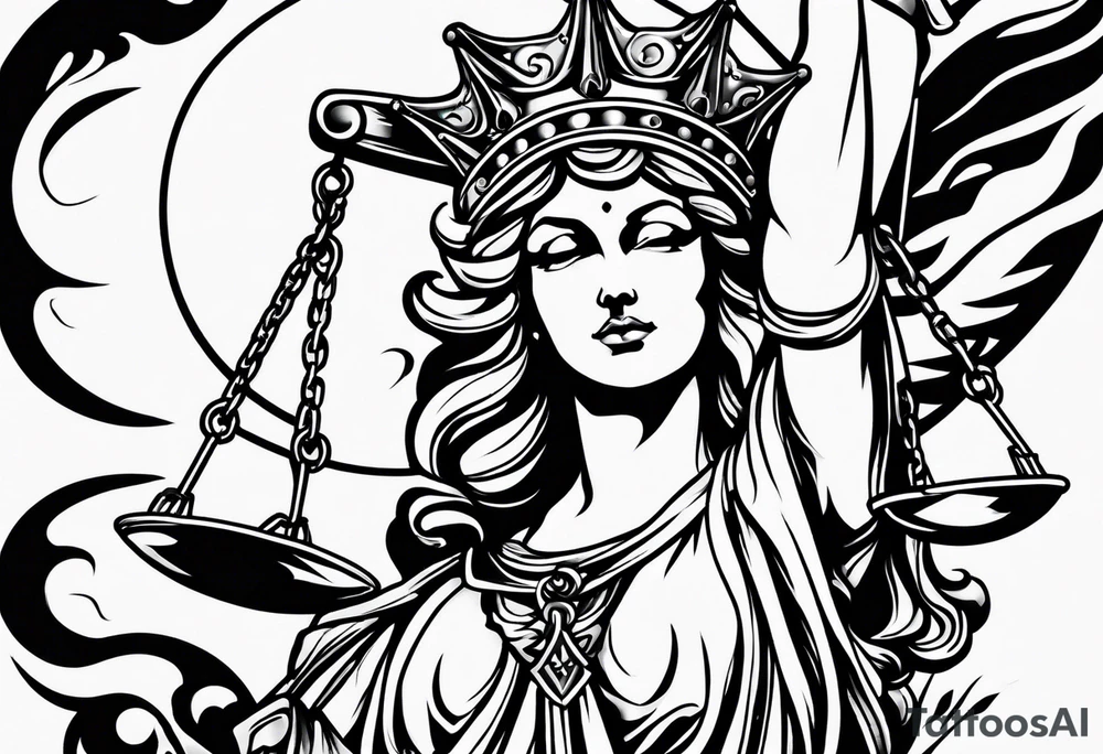 lady justice and blood tattoo idea