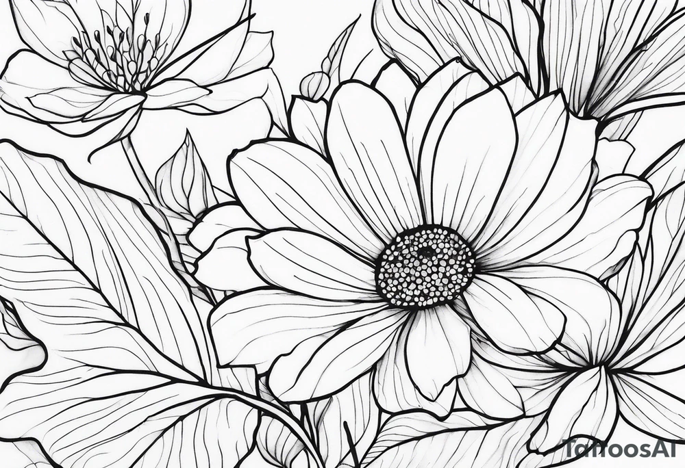 fine line flowers surrrounded by leaves and branches tattoo idea fine line flowers surrrounded by leaves and branches tattoo idea