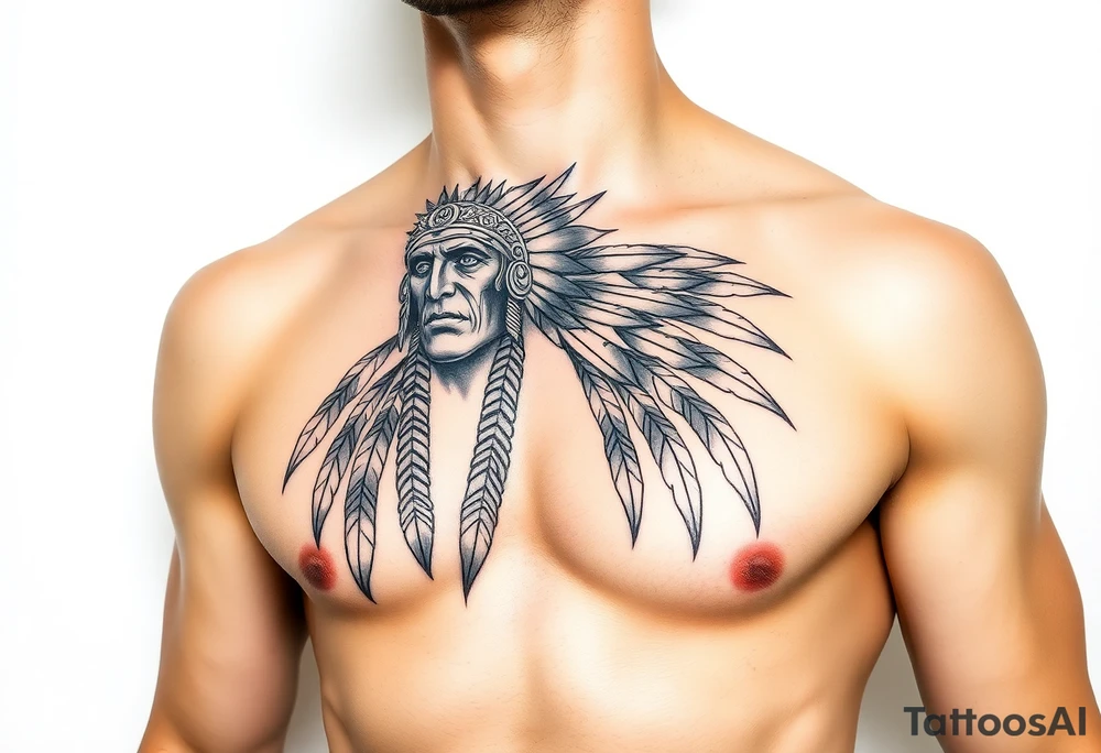 Warrior Indian left chest tattoo idea