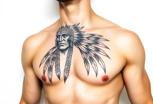 Warrior Indian left chest tattoo idea