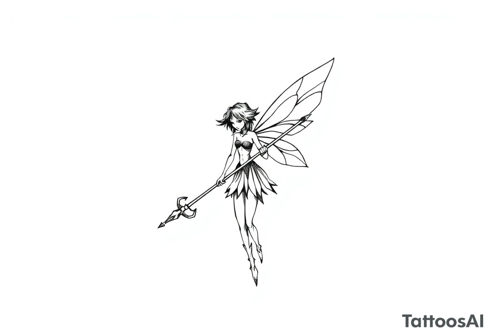 Dark fairy with weapon tattoo idea