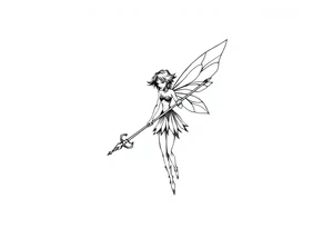 Dark fairy with weapon tattoo idea