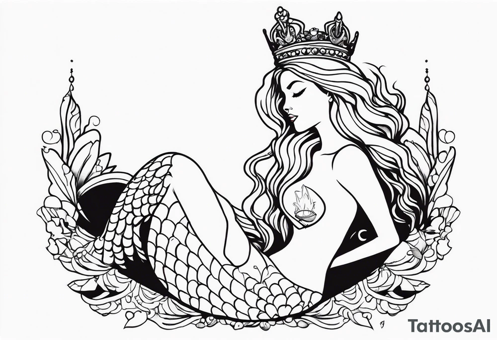 Queen mermaid tattoo idea