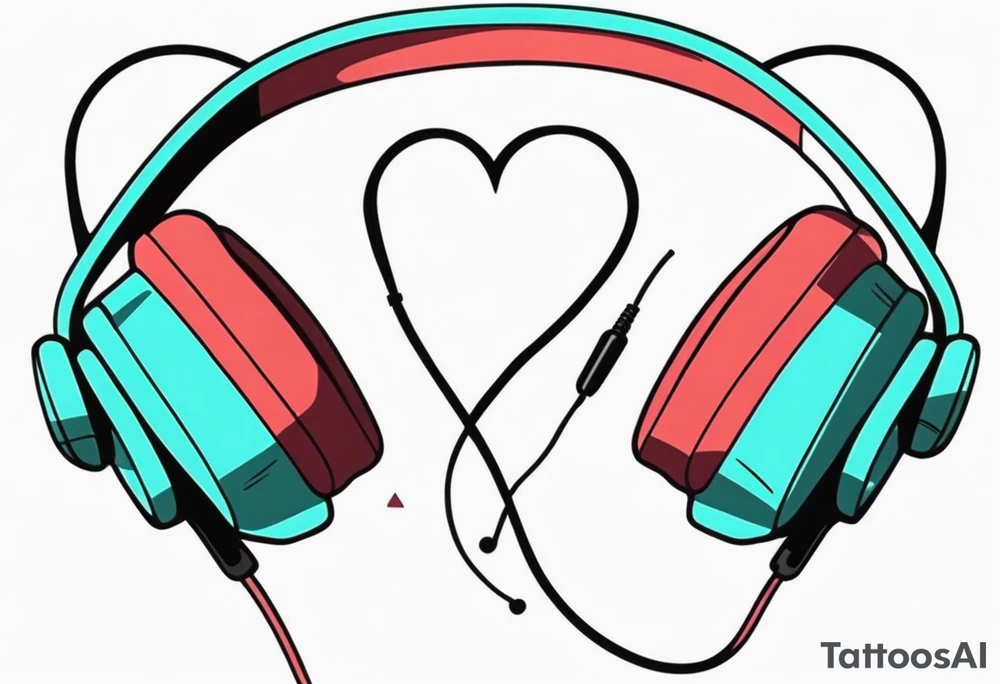 Headphones with L and R on a heart tattoo idea