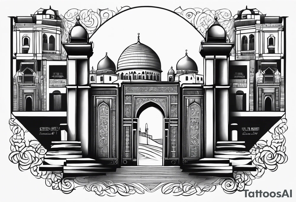 israel city vector gate 
swirl  vignette tattoo idea