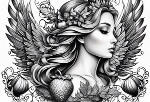 An angelic tattoo featuring an acorn with wings tattoo idea