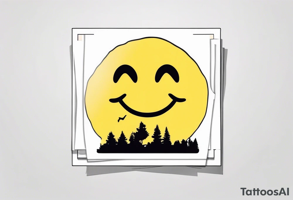 polaroid-picture silhouette with smiley tattoo idea