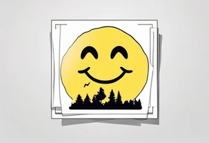 polaroid-picture silhouette with smiley tattoo idea