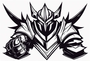 Mordekaiser from league of legends with armored hand in forground tattoo idea