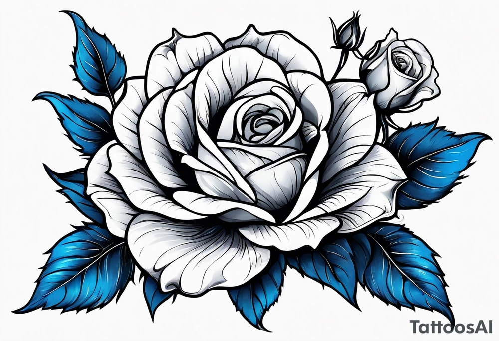 flower rose and blue, sunflower, tattoo idea