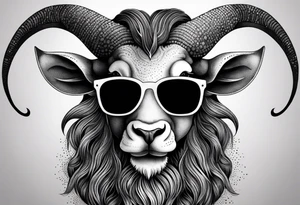 capricorn with beard and sunglasses tattoo idea