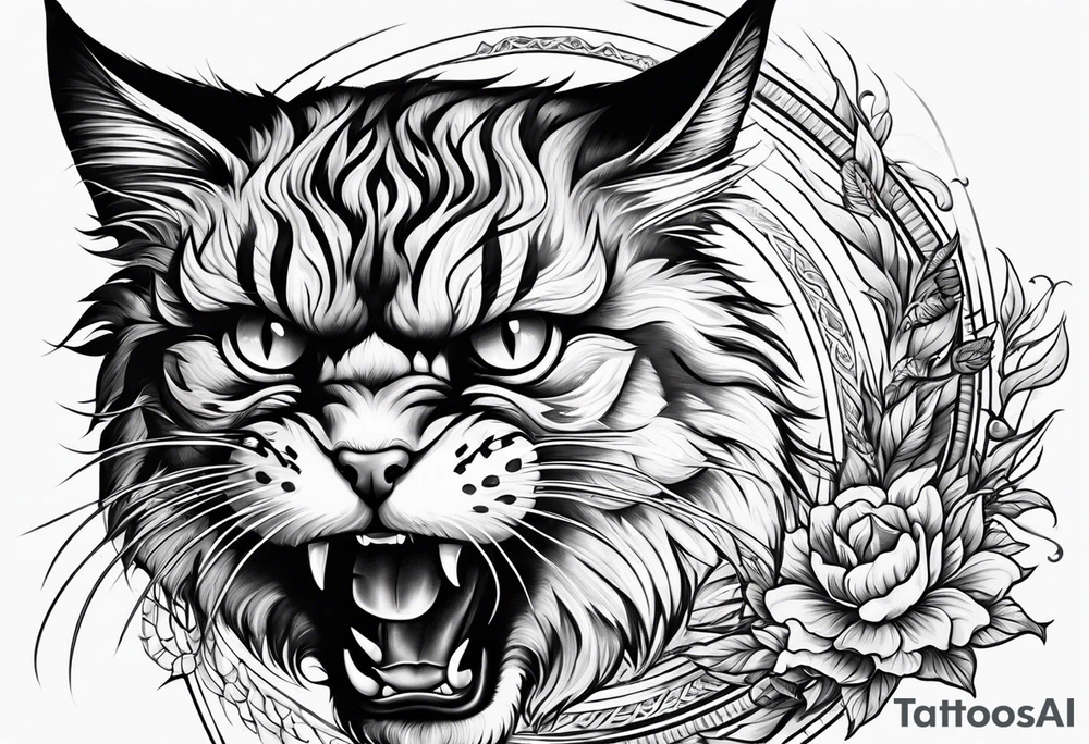 angry cat tattoo idea