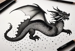 strength, small, sleeping dragon, long tail, elegant, lenghty, pisces tattoo idea
