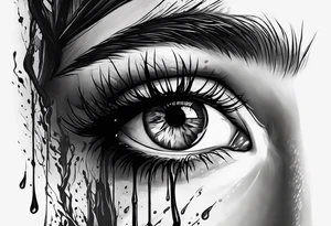 Realistic eye crying tears of tragedy death and betrayal tattoo idea