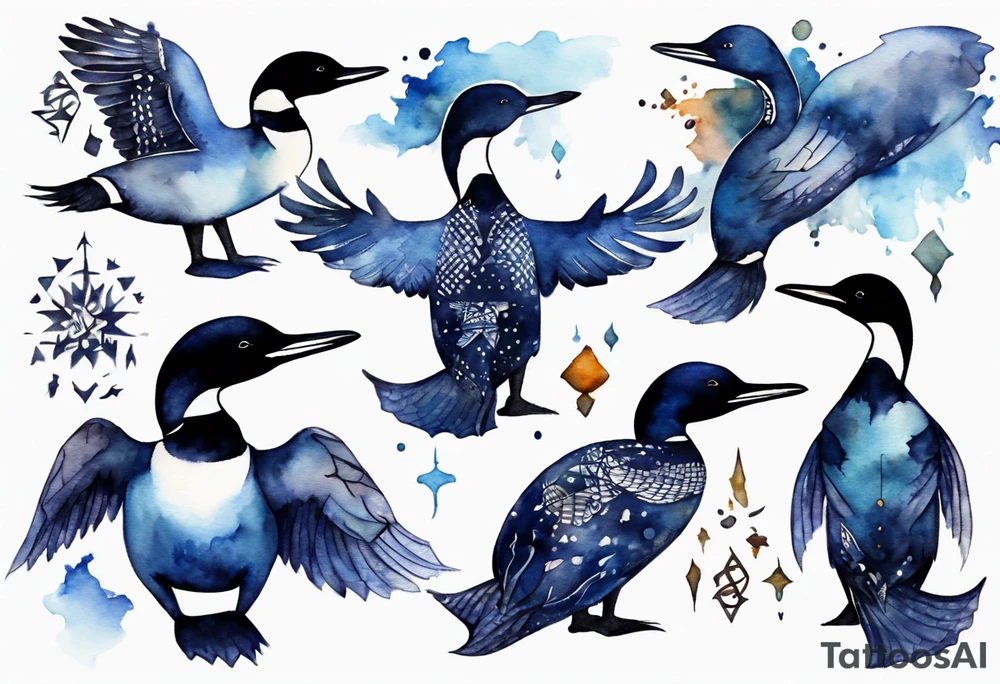a loon wearing a dark blue robe, mystic tattoo idea