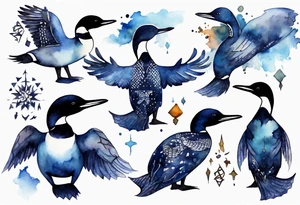 a loon wearing a dark blue robe, mystic tattoo idea
