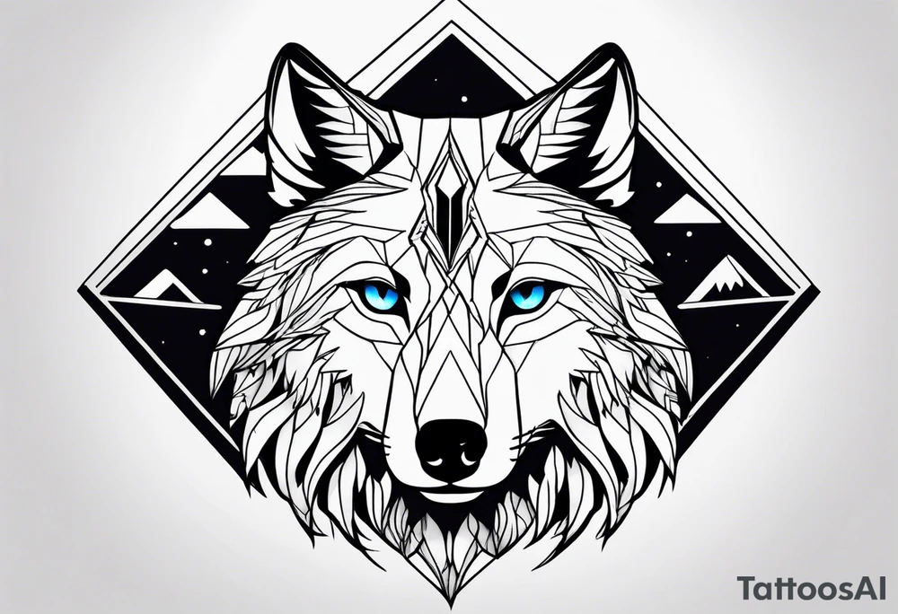Mountains, wolf eyes underneath tattoo idea