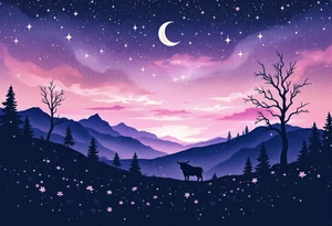 Under a lilac twilight, Taurus rises strong and steady, its constellation a symbol of patience. tattoo idea