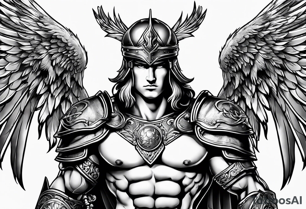 ares figure, angel tattoo idea
