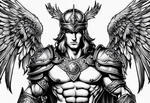 ares figure, angel tattoo idea