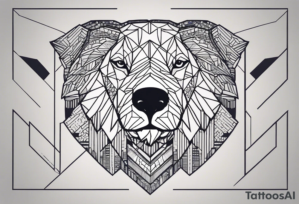 Words: Courage, determination, patience, focus, resilience. Image: Geometric eagle face, bull and bear faces divided by the financial market dump and pump. Graphics, symbols of intelligence interconnected with books and studies that represent the search for knowledge as a person guided by humanity and human philosophy. Image for the right arm and right forearm. Use geometric shapes and lines to connect images. all imagens unity tattoo idea