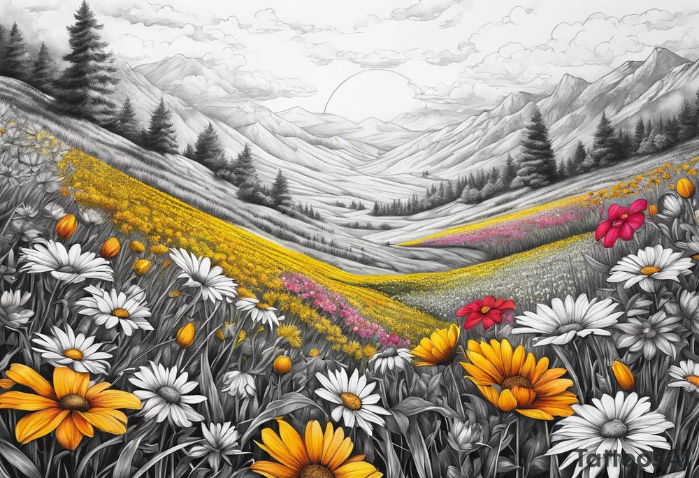 A field of flowers but the flowers are lightsabers tattoo idea