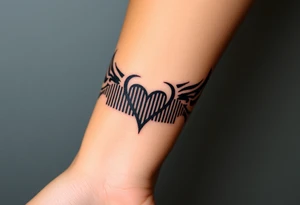 A barcode where one of the lines transitions into a heartbeat monitor pattern, symbolizing love that keeps beating strong tattoo idea