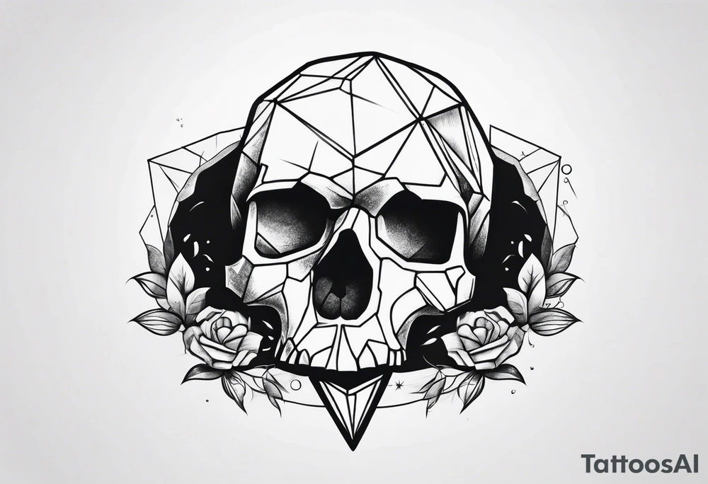 rock gemstone with skull inside tattoo idea