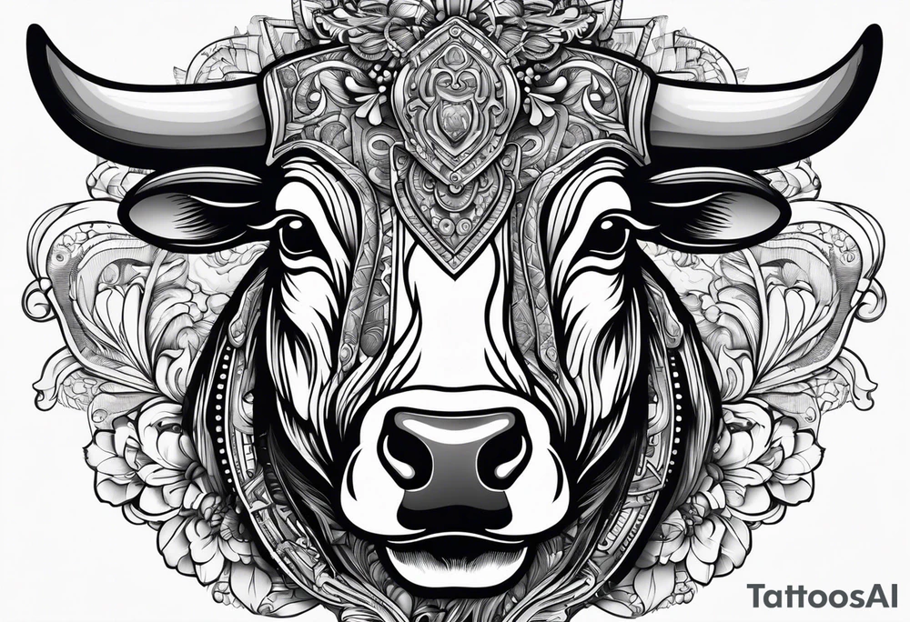 cow in motorcycle helmet tattoo idea