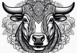 cow in motorcycle helmet tattoo idea