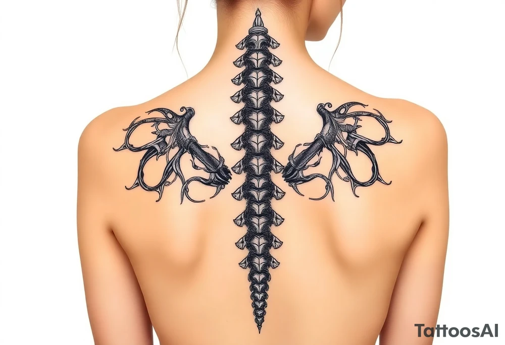 Spinal futuristic tattoo idea