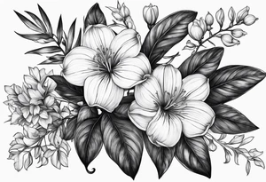 Platycodon grandiflorus with leafs and stalks tattoo idea