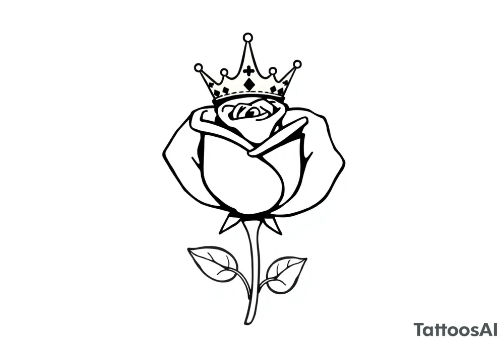 Rose with a small kings crown above it tattoo idea