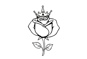 Rose with a small kings crown above it tattoo idea